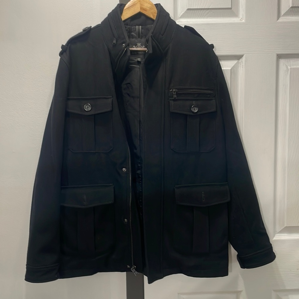 Express pea coat. Black. Size large